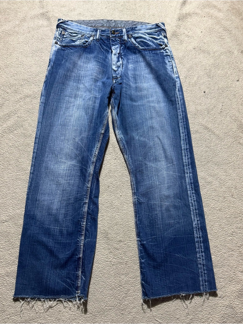 Blue Blood Jeans Mens 29 Blue Denim Amsterdam Y2K Relaxed Button Fly Meas 29x27